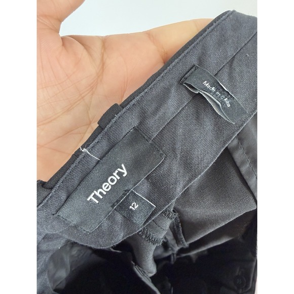 Theory Women's Demitria 4 Traceable Wool Black Dress Trouser Pants Size 12 - Picture 3 of 9